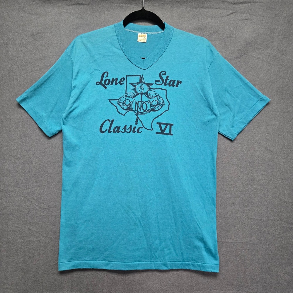 Single Stitch Sportswear T-Shirt Vintage 80s Lone Star Classic VI Bodybuilding L